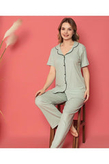 طقم بيجاما LİLA İÇ GİYİM لون أخضر