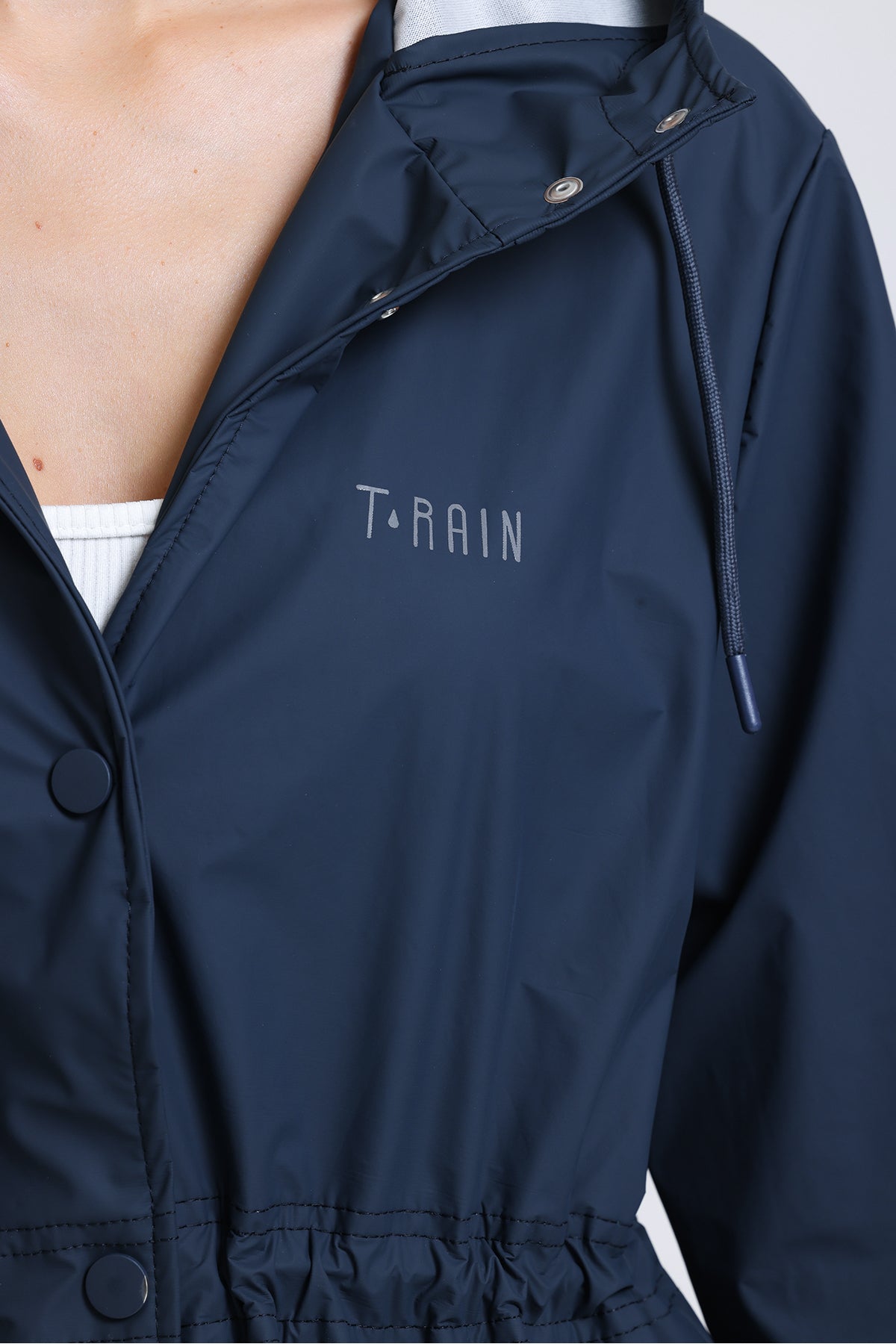 معطف واق من المطر & الرياح T Rain لون أزرق غامق