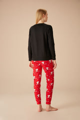 طقم بيجاما Suwen لون أحمر