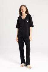 طقم بيجاما Defacto لون أسود