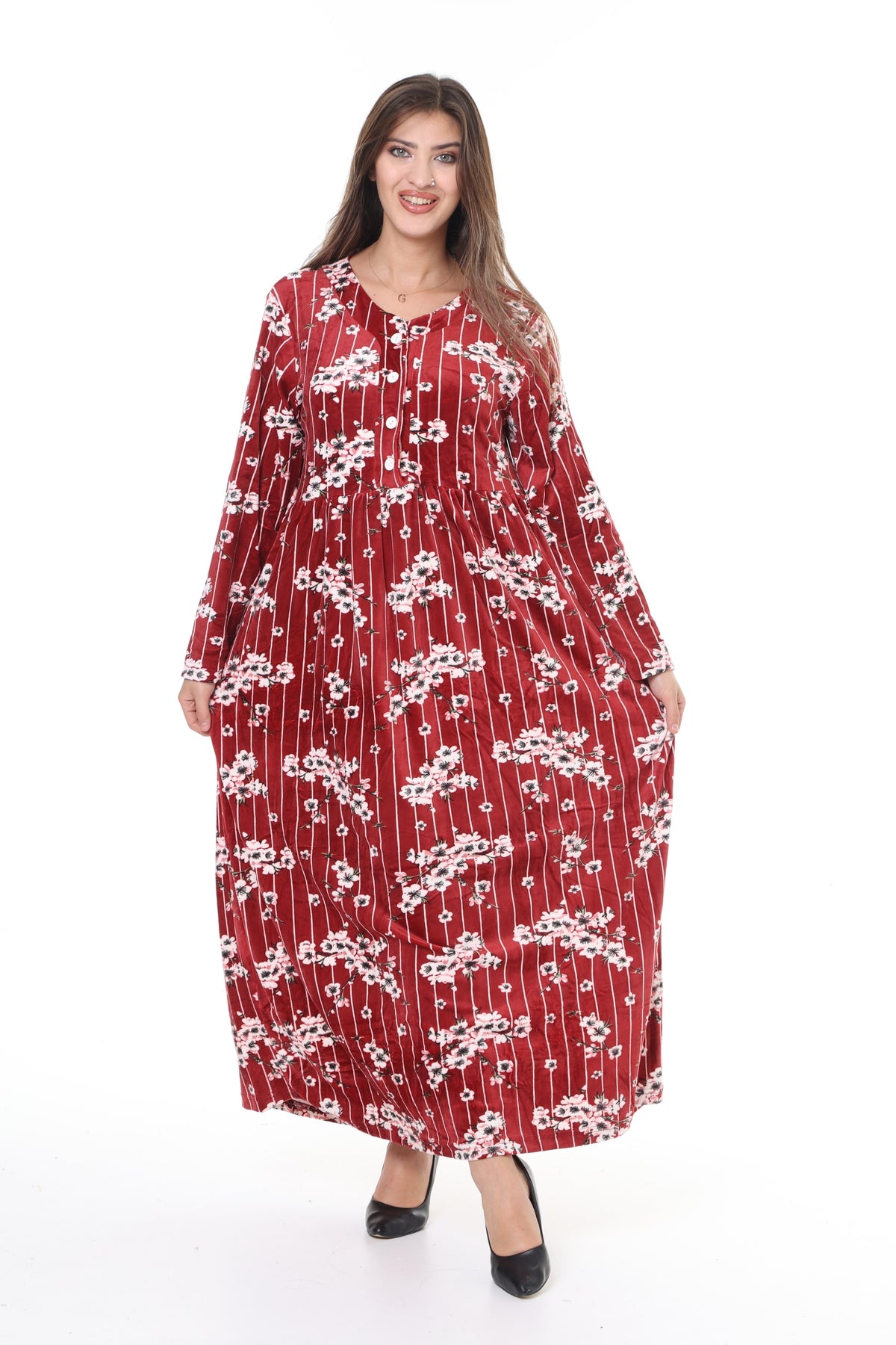 فستان mervemoda لون بوردو