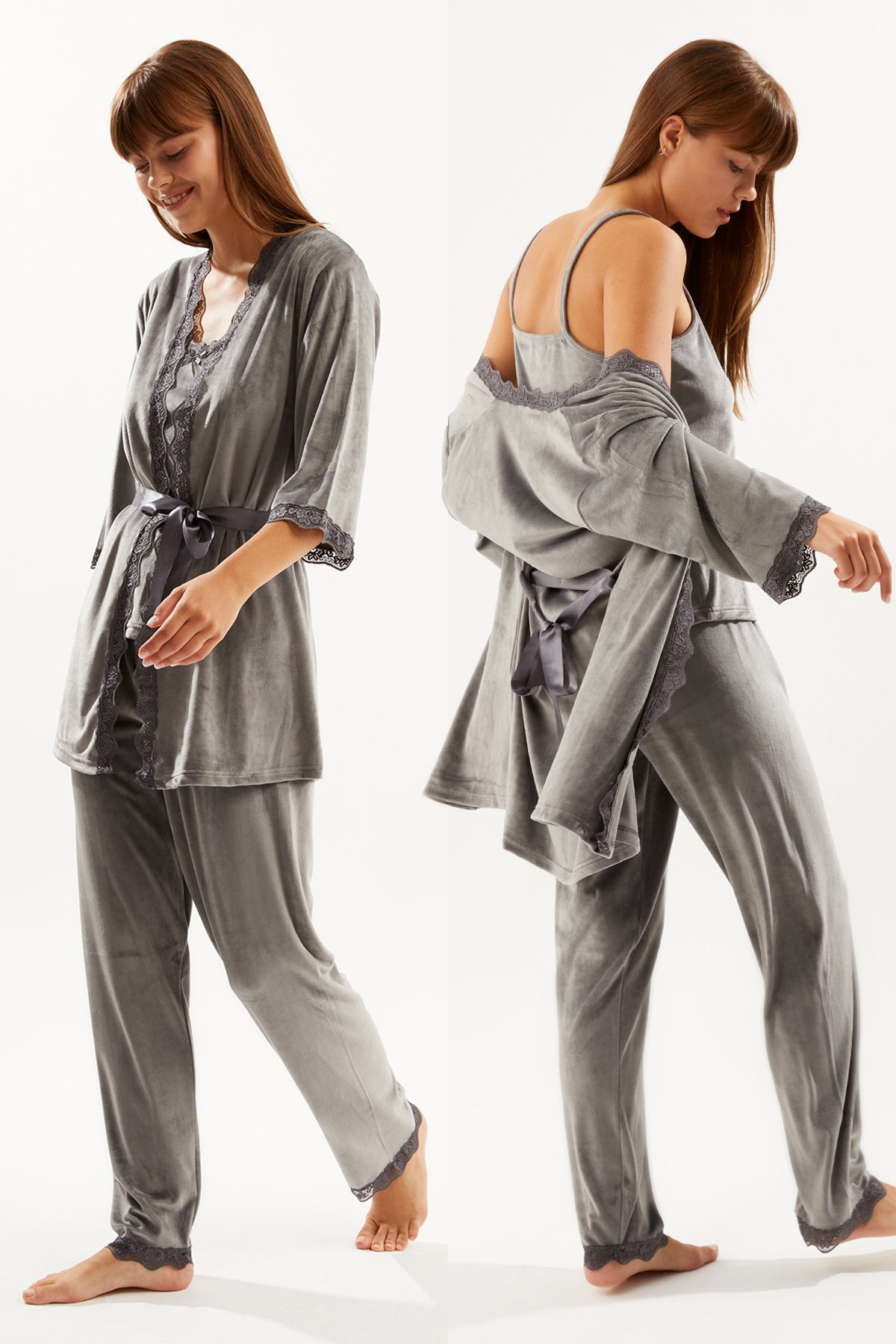 طقم بيجاما Ecrou لون رمادي