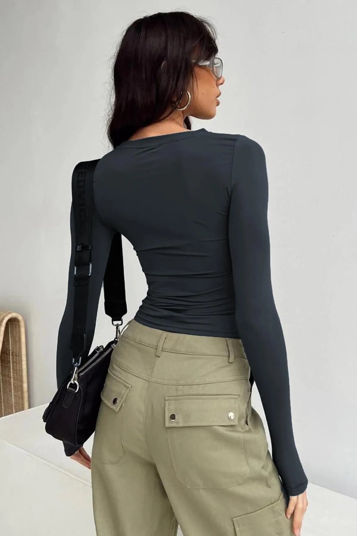 بلوزة World Fashion Trends لون رمادي