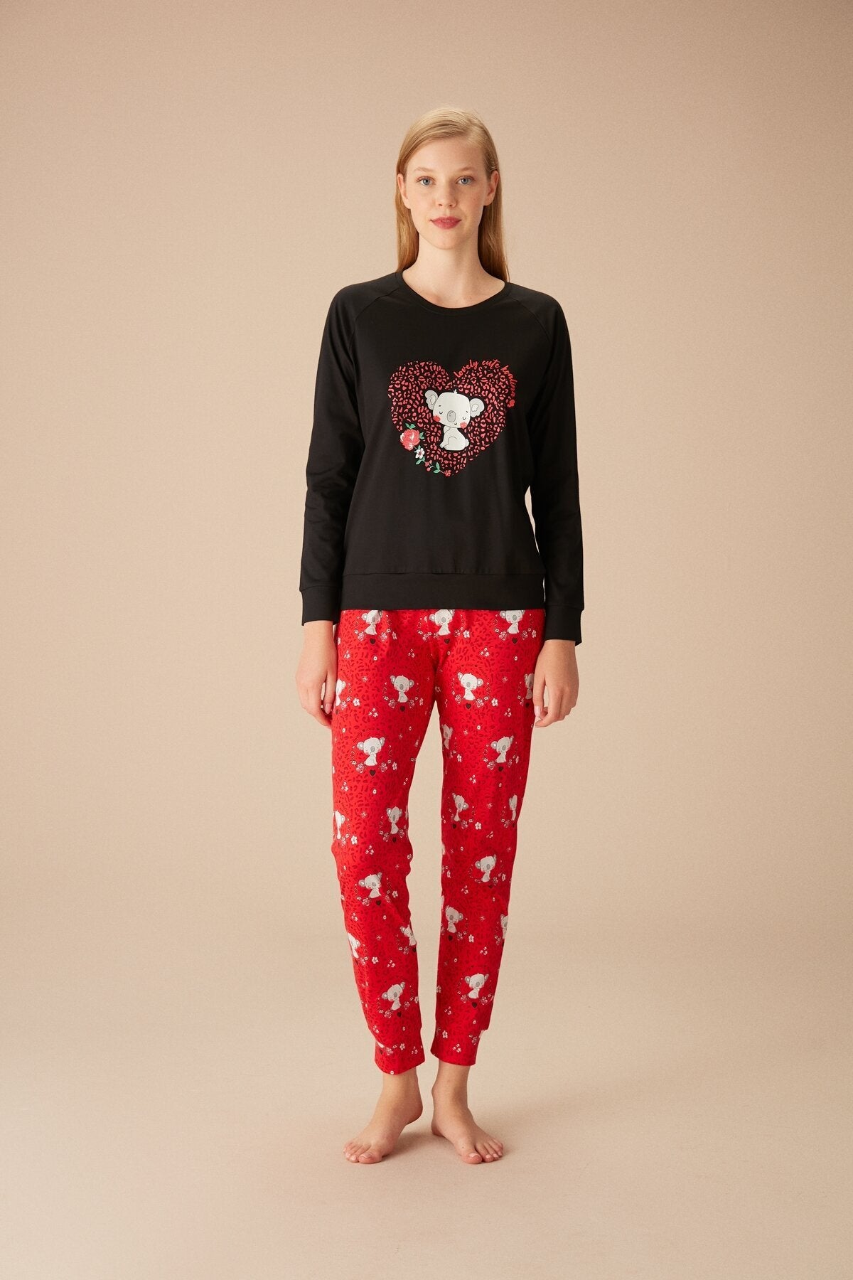 طقم بيجاما Suwen لون أحمر