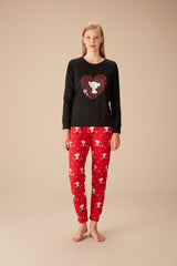 طقم بيجاما Suwen لون أحمر