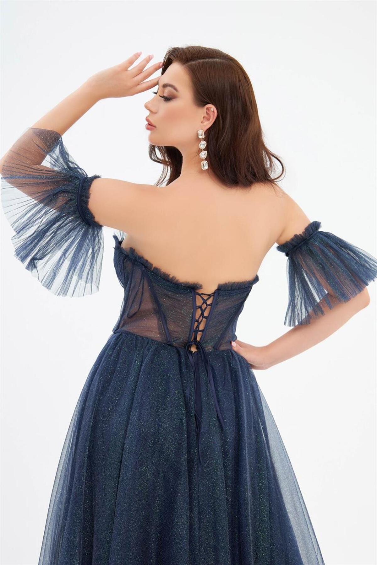 فستان سهرة CARMEN لون أزرق غامق