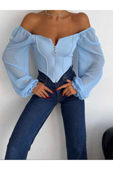 بلوزة alenmoda لون أزرق