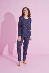 طقم بيجاما Siyah İnci لون أزرق غامق