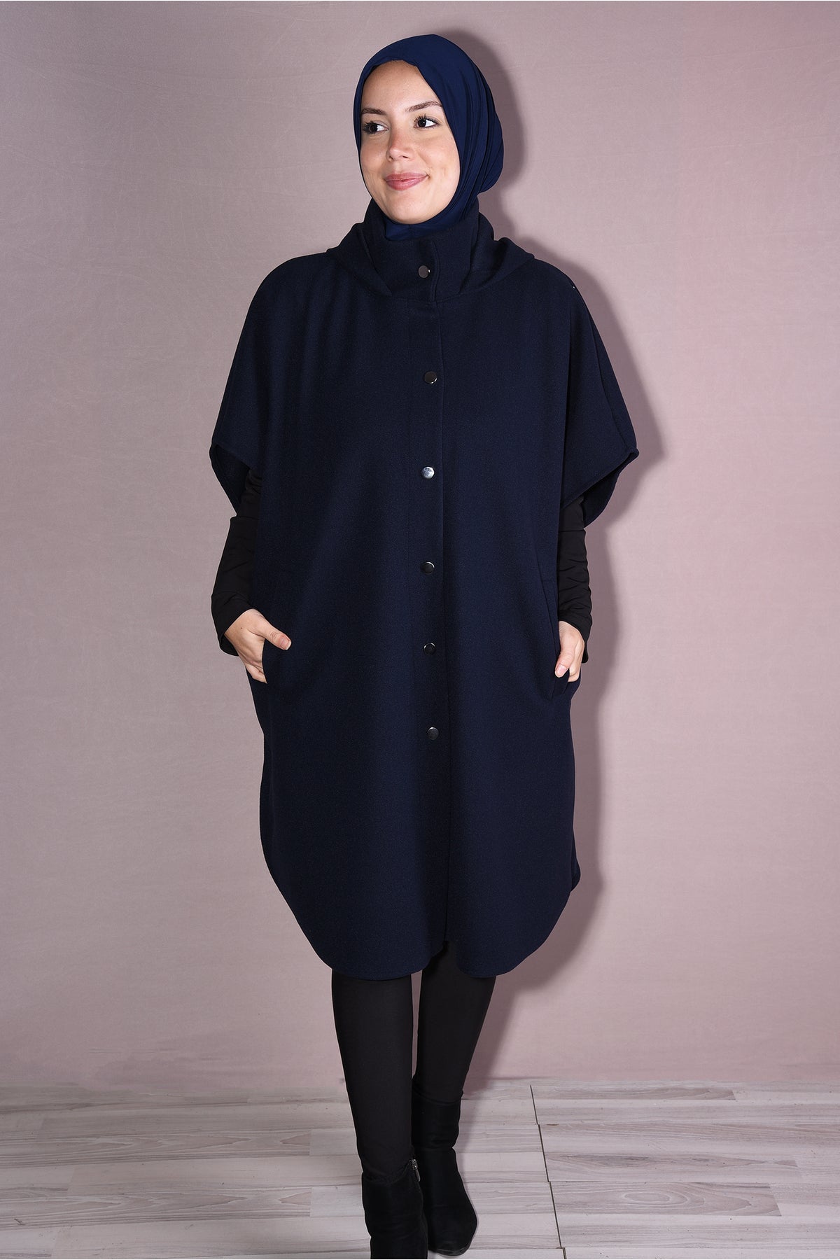 المعطف Nowa Scarf لون أزرق غامق