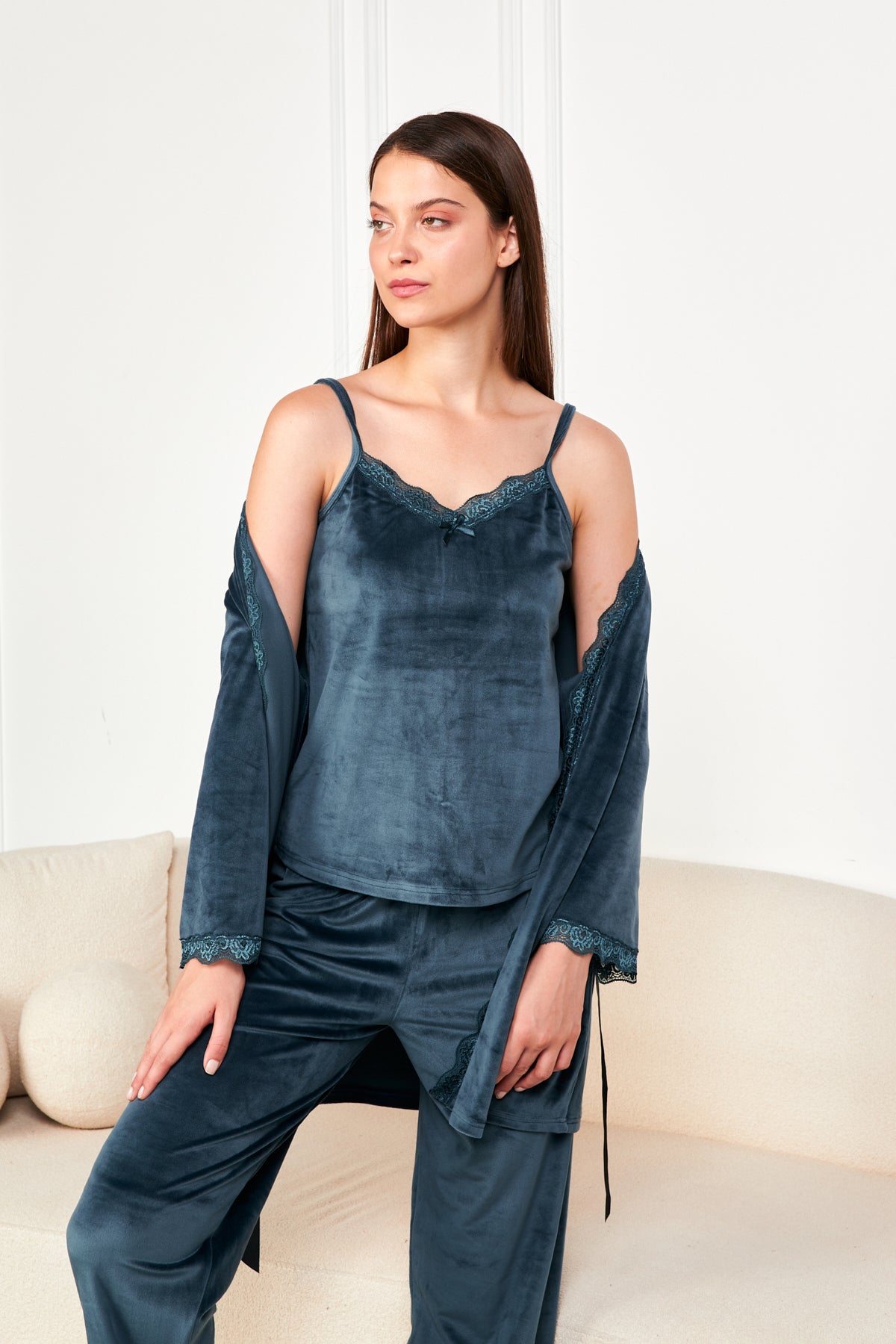 طقم بيجاما Ecrou لون أزرق