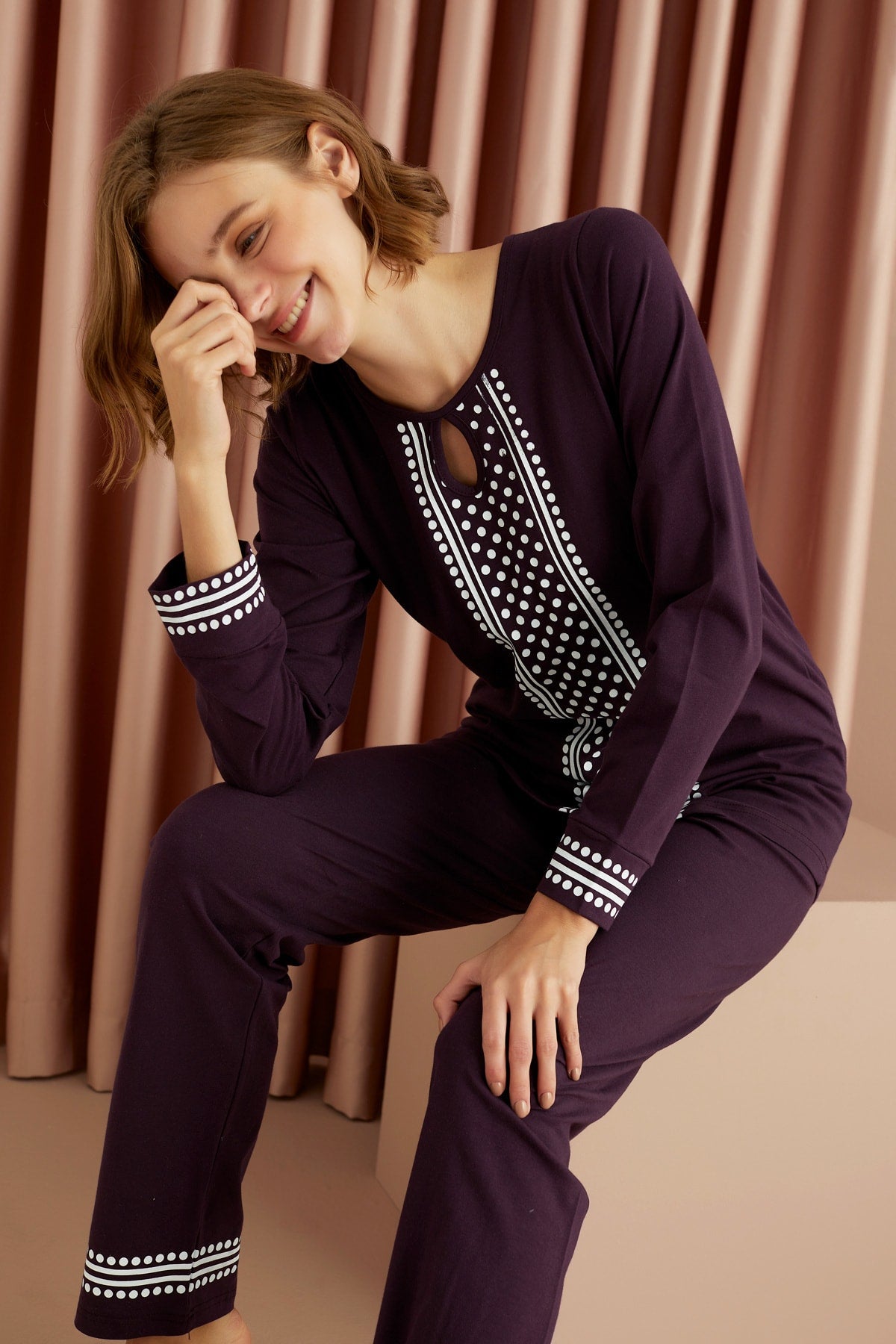 طقم بيجاما Siyah İnci لون بنفسجي