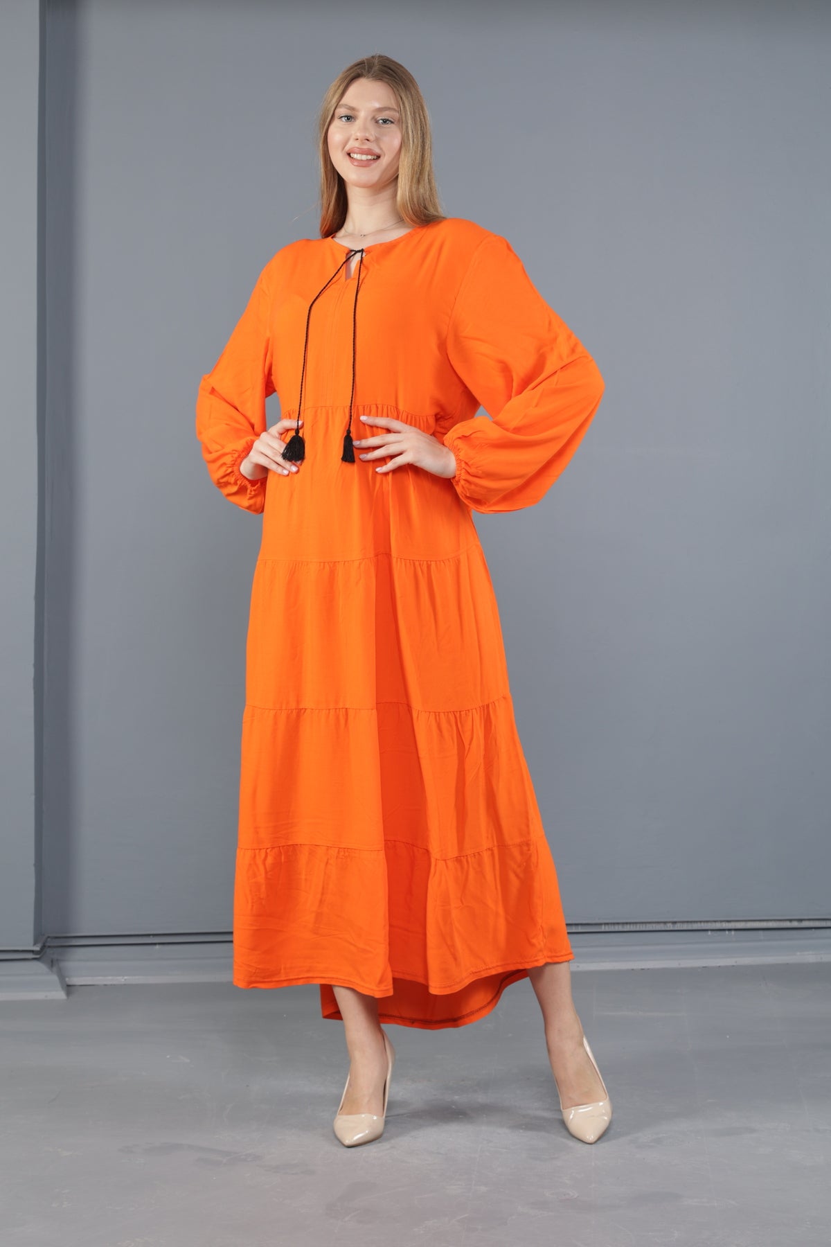 فستان mervemoda لون برتقالي