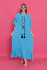 فستان سهرة مقاس كبير mervemoda لون أزرق سماوي