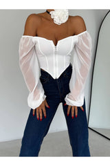 بلوزة alenmoda لون أبيض