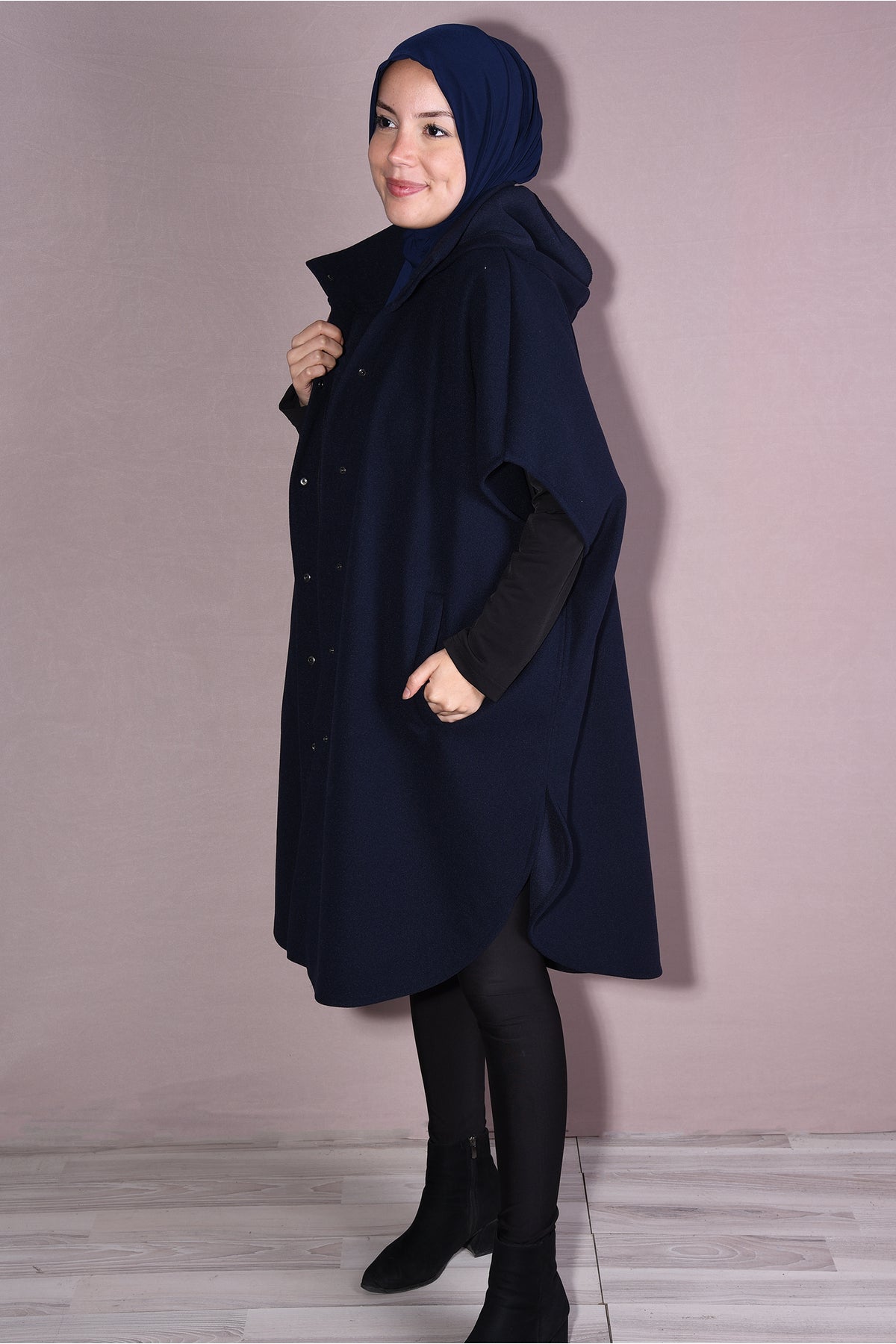 المعطف Nowa Scarf لون أزرق غامق