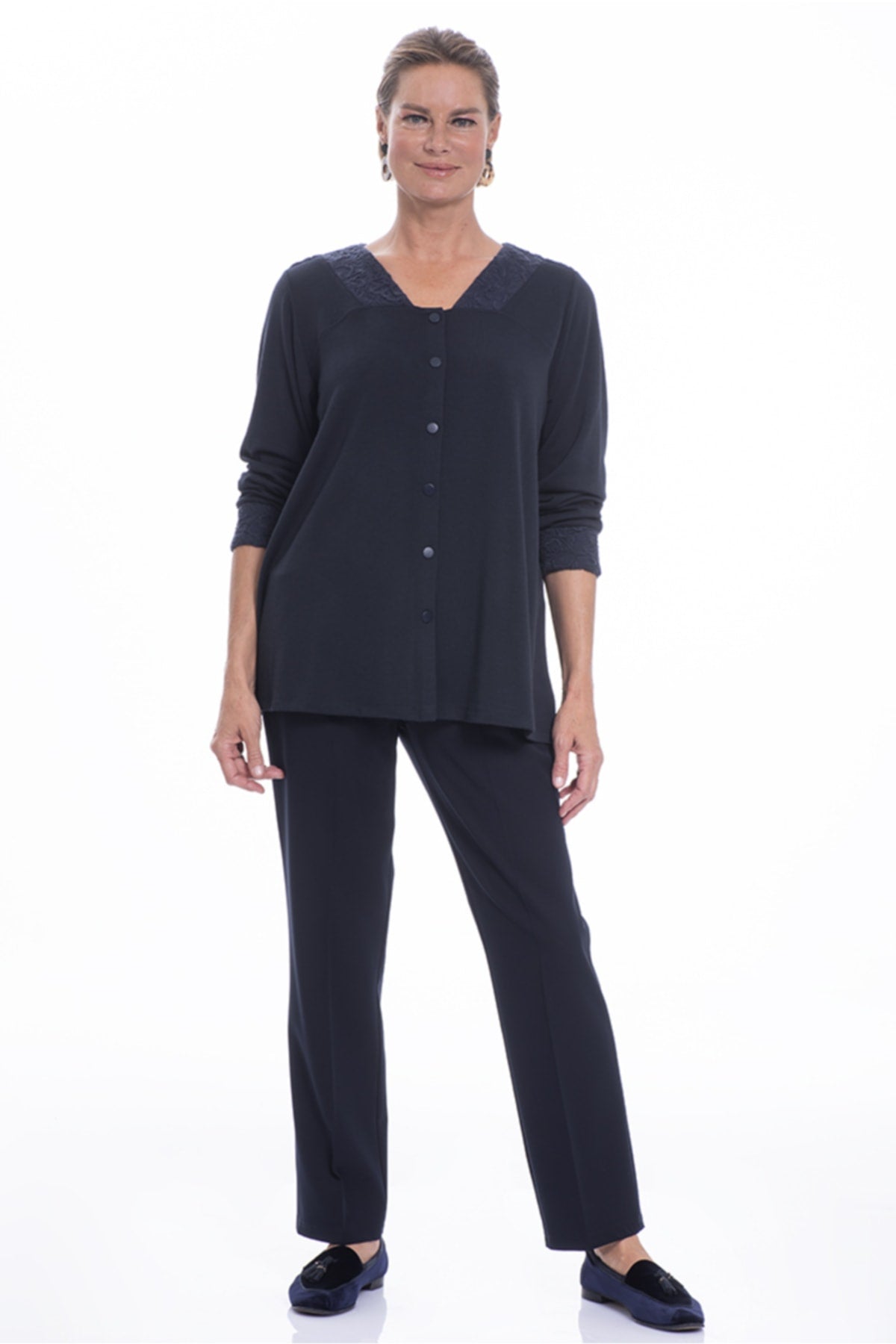 بنطال Christine Cotton Club لون أزرق غامق