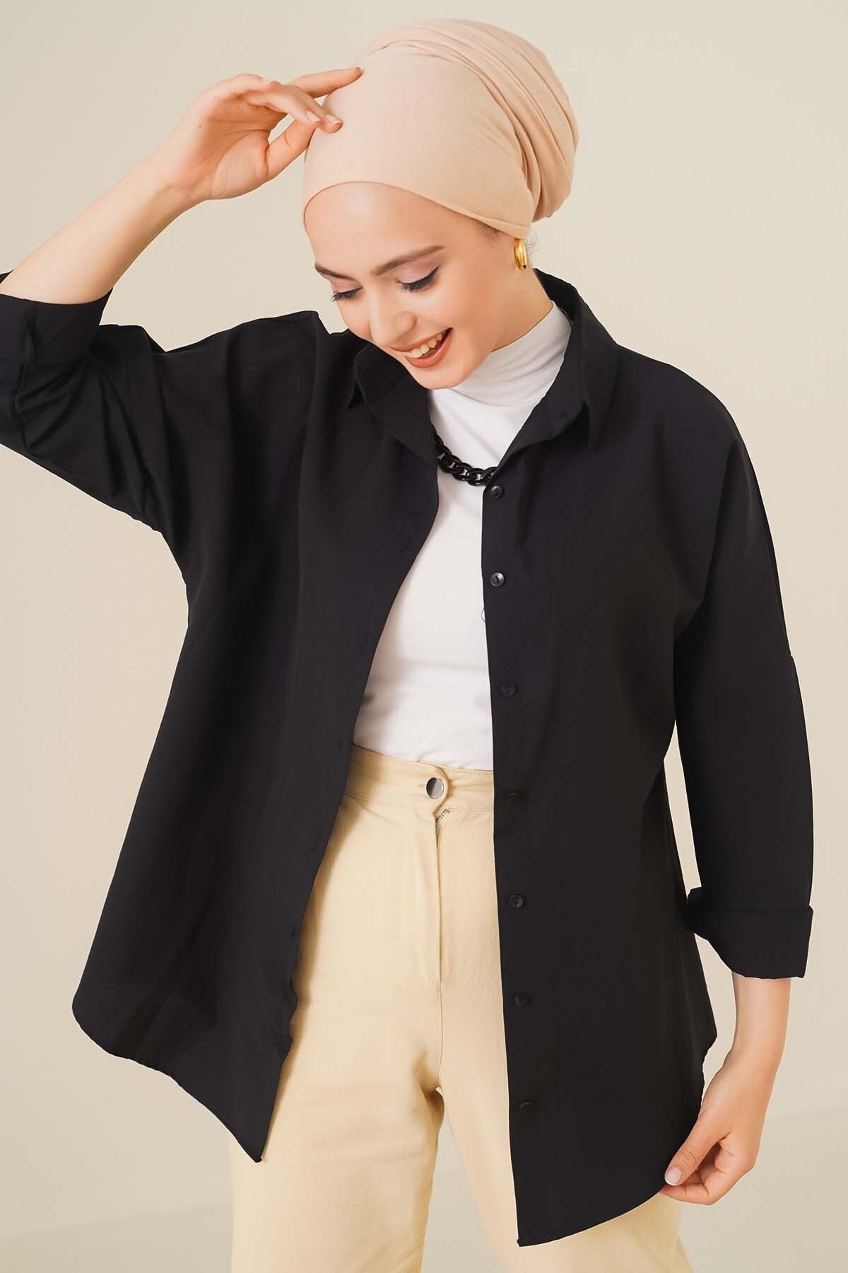 قميص للمحجبات asilmoda لون أسود