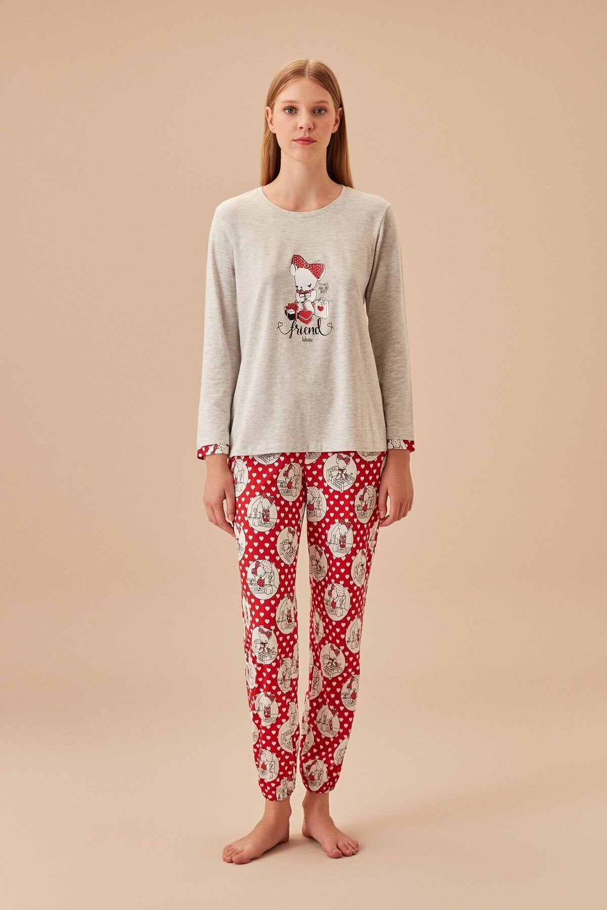 طقم بيجاما Suwen لون أحمر