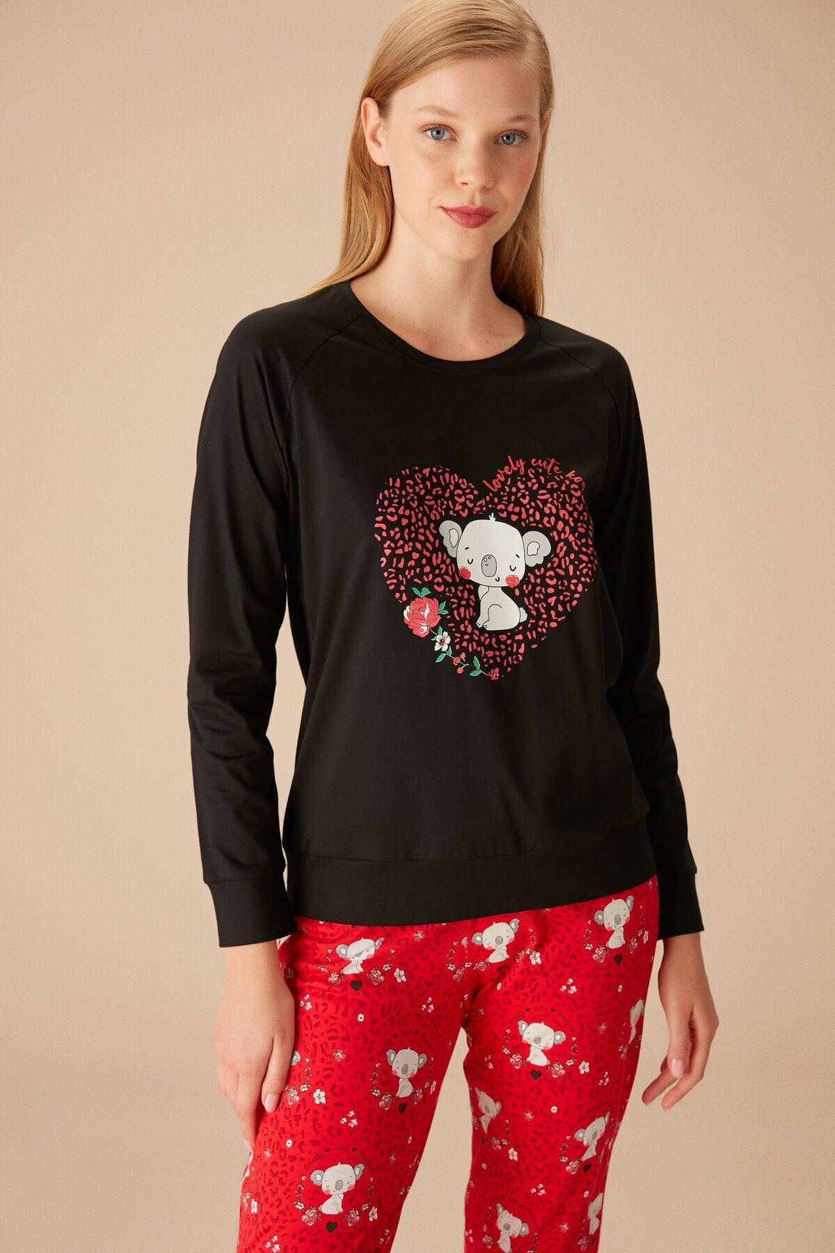 طقم بيجاما Suwen لون أحمر