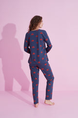 طقم بيجاما Siyah İnci لون أزرق غامق