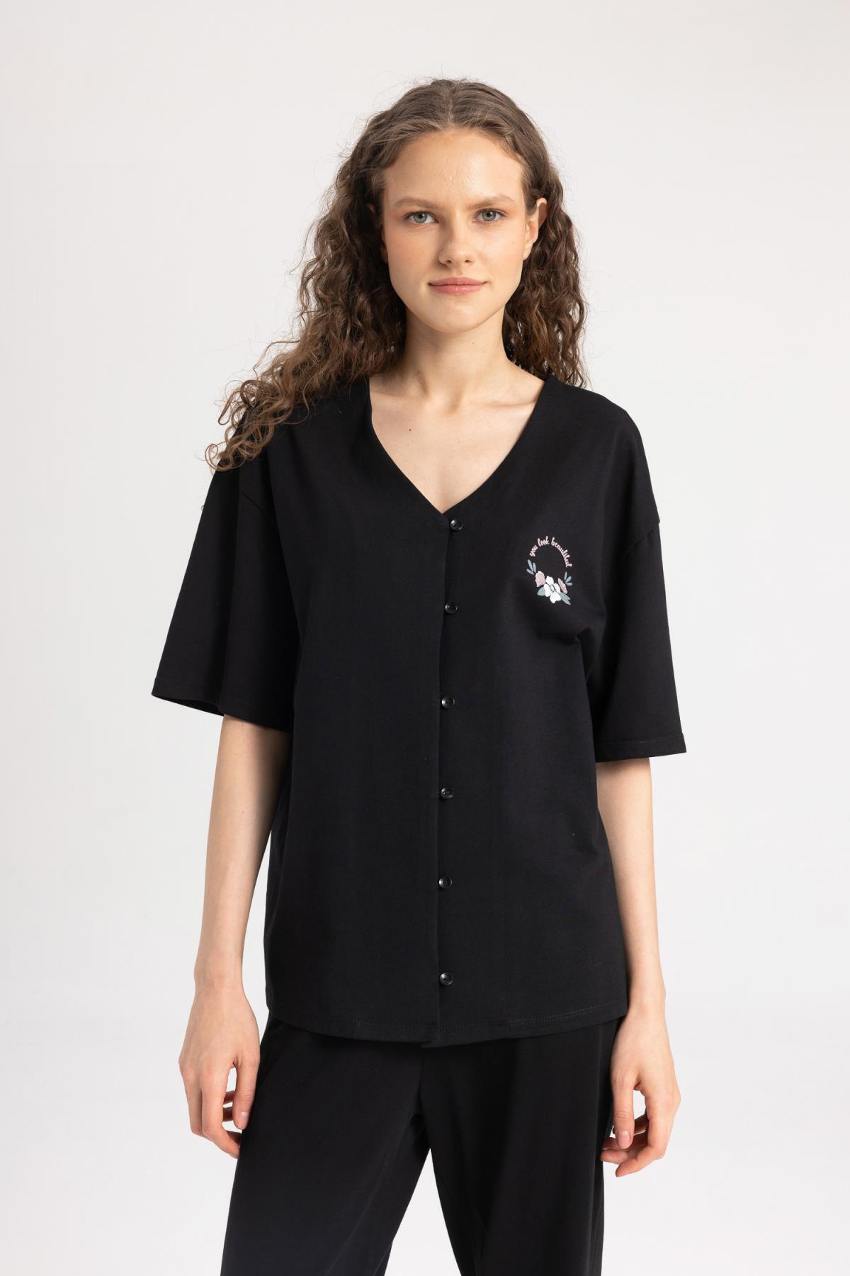 طقم بيجاما Defacto لون أسود