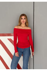 بلوزة alenmoda لون أحمر