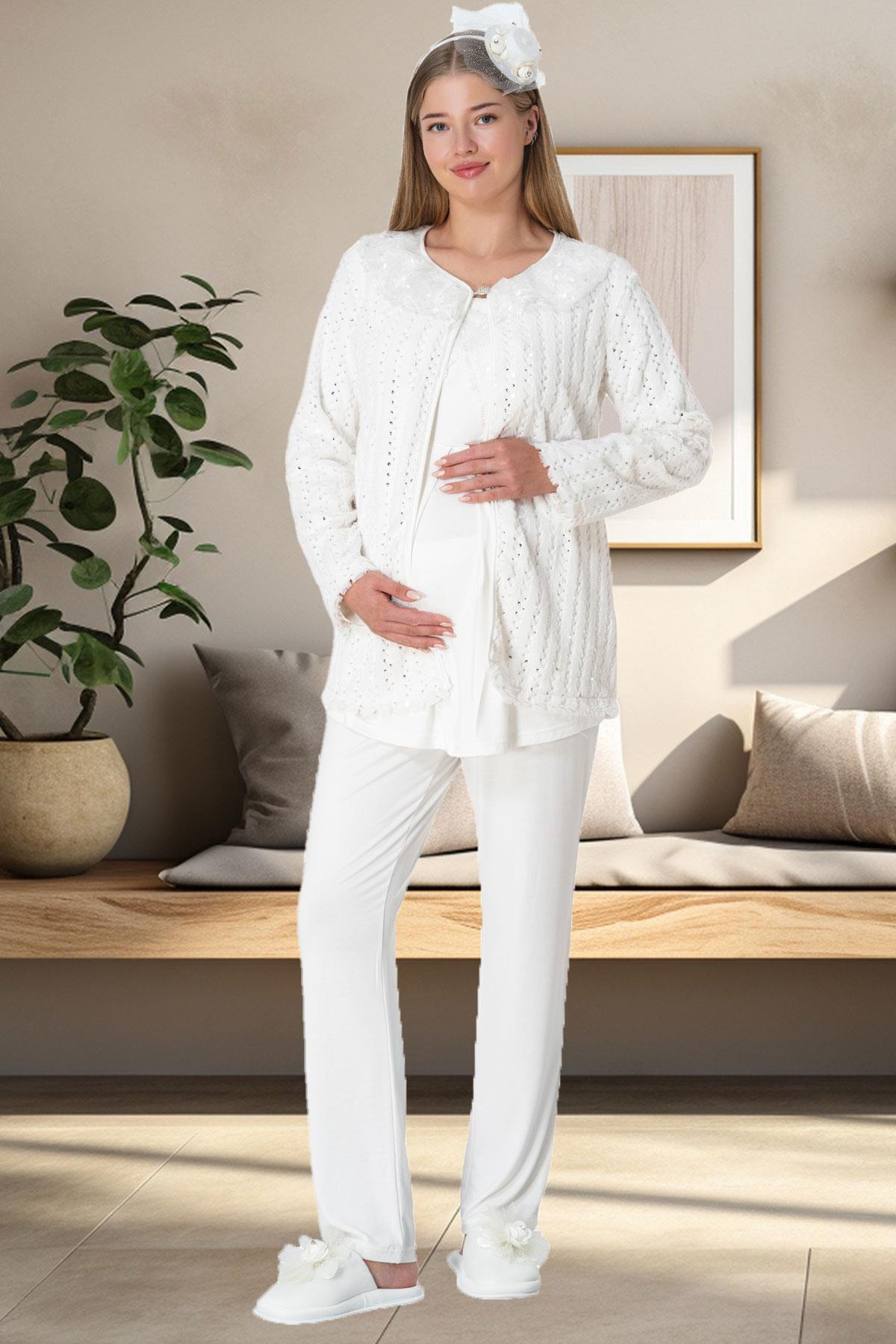 مجموعة بيجاما الحامل Mecit Pijama لون بيج فاتح