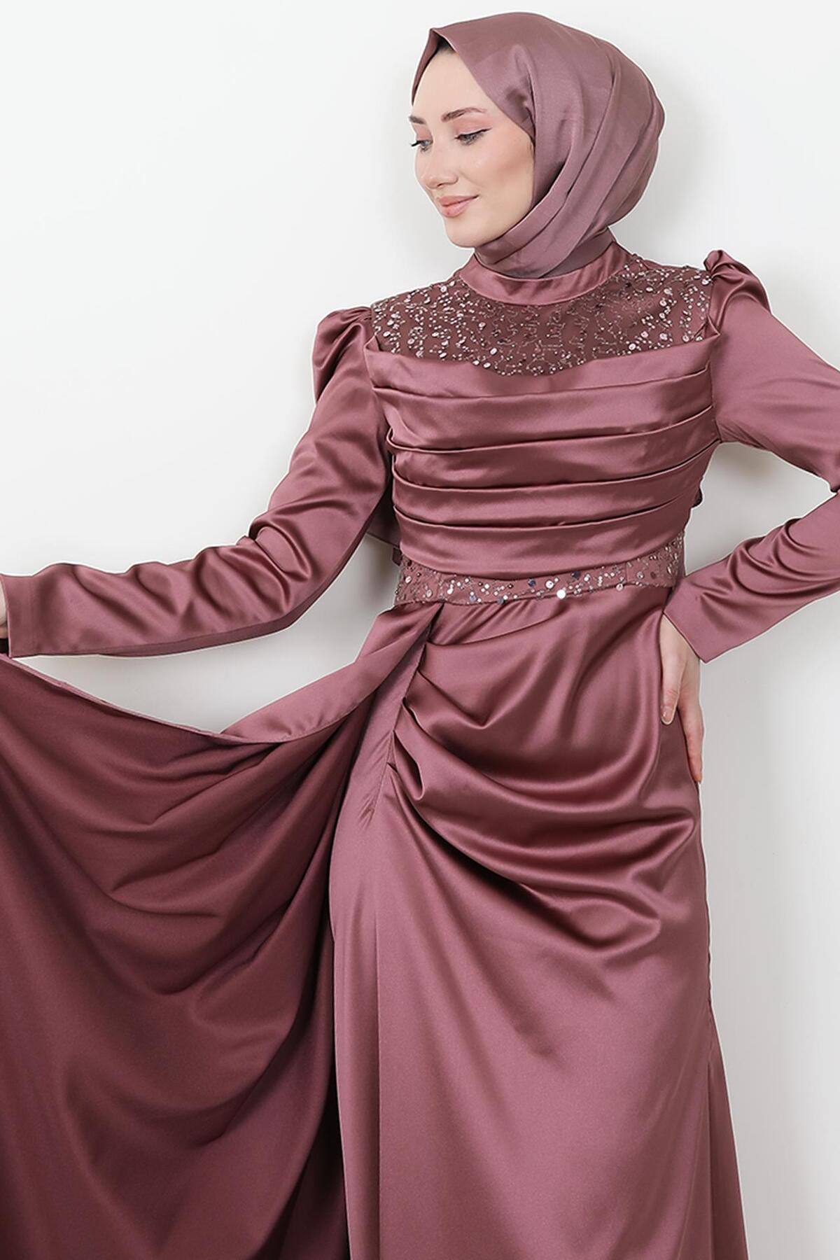 فستان سهرة giz astore لون زهري