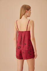 طقم بيجاما Suwen لون بوردو