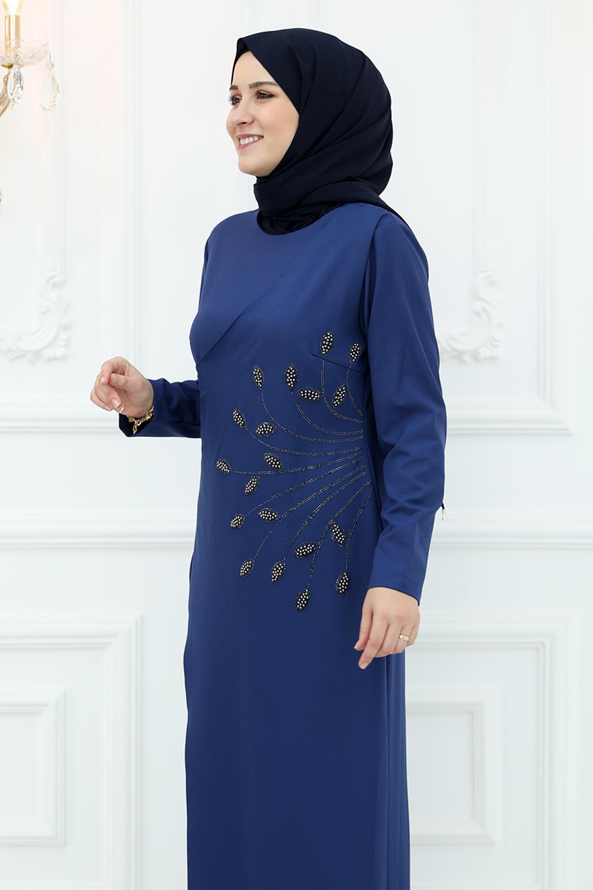 فستان سهرة Amine Hüma لون أزرق غامق
