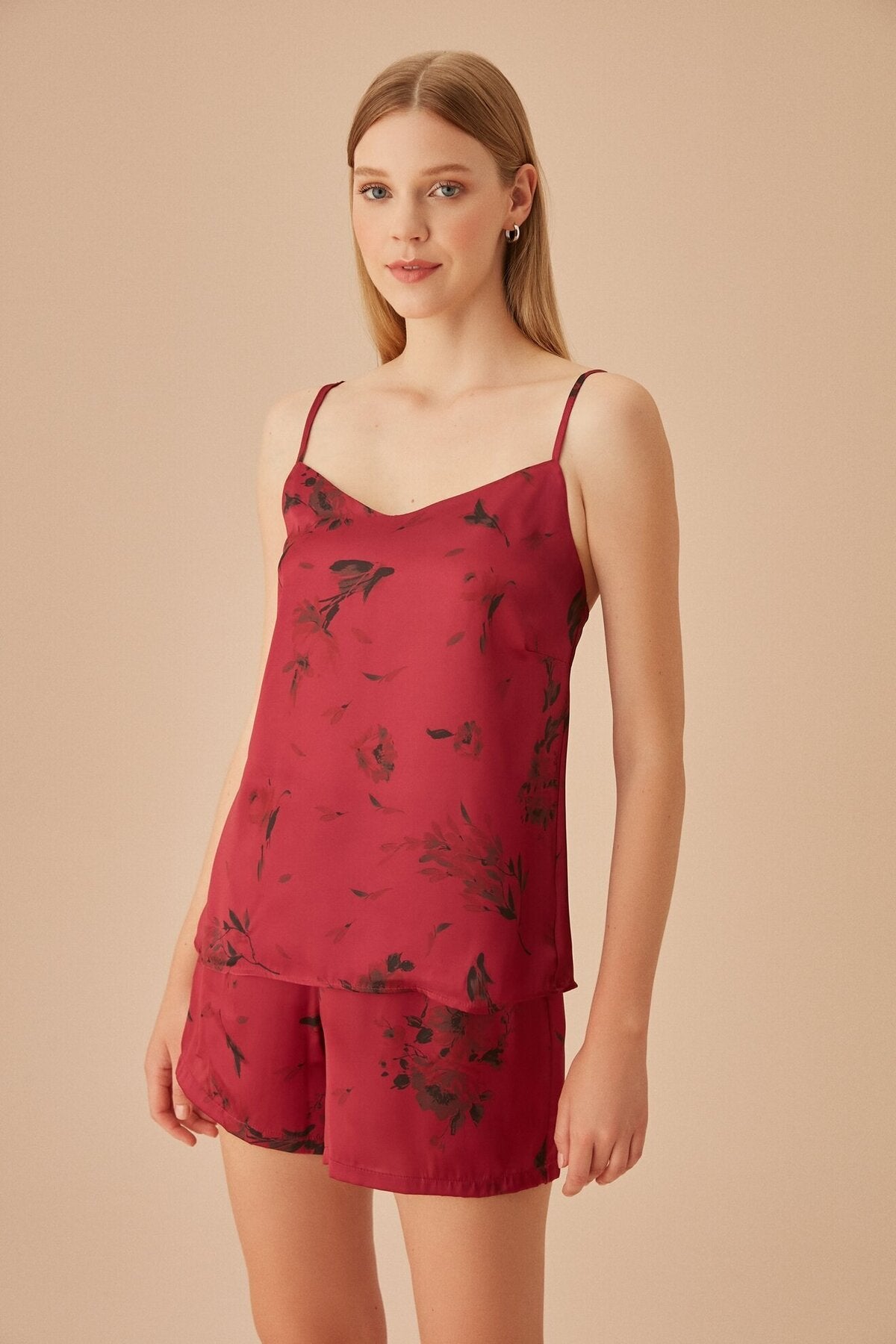 طقم بيجاما Suwen لون بوردو