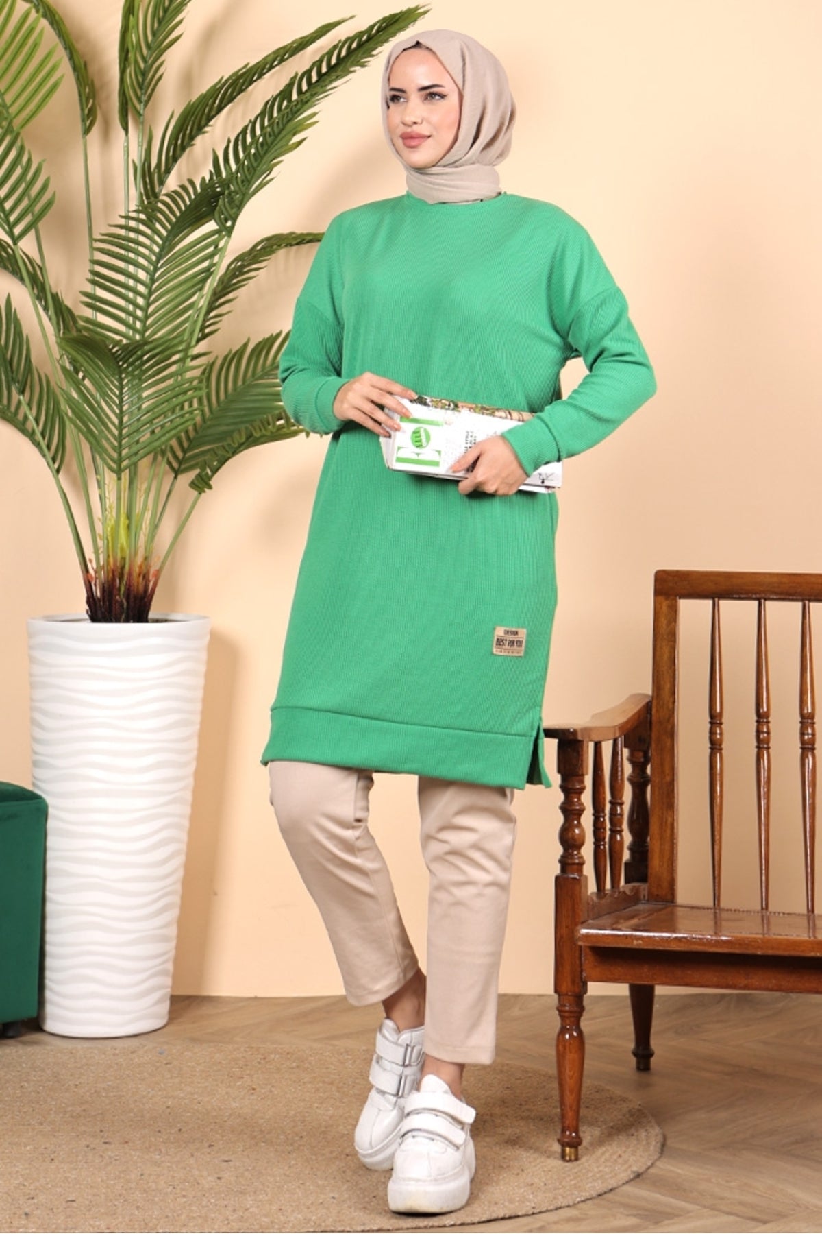 تونيك Bestenur لون أخضر