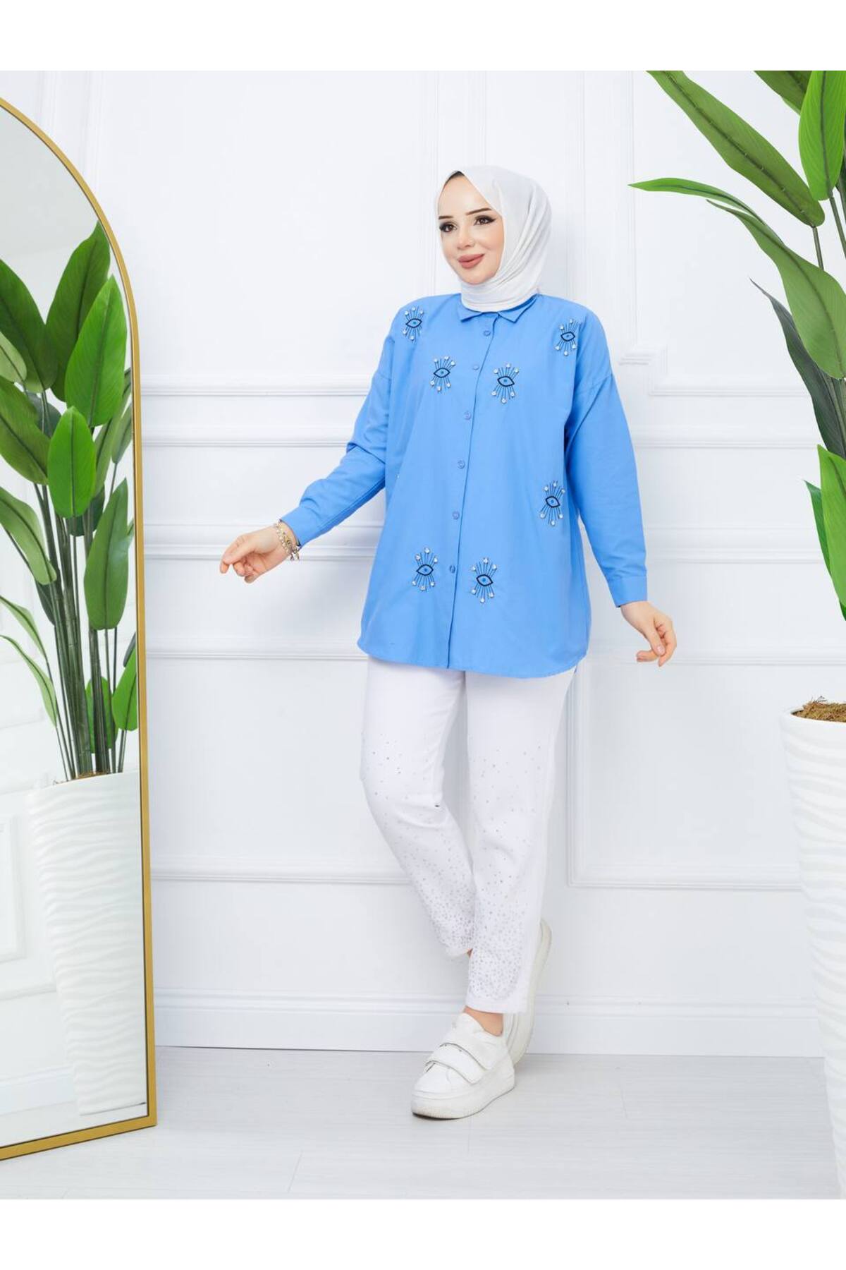 قميص ahsen fashion لون أزرق