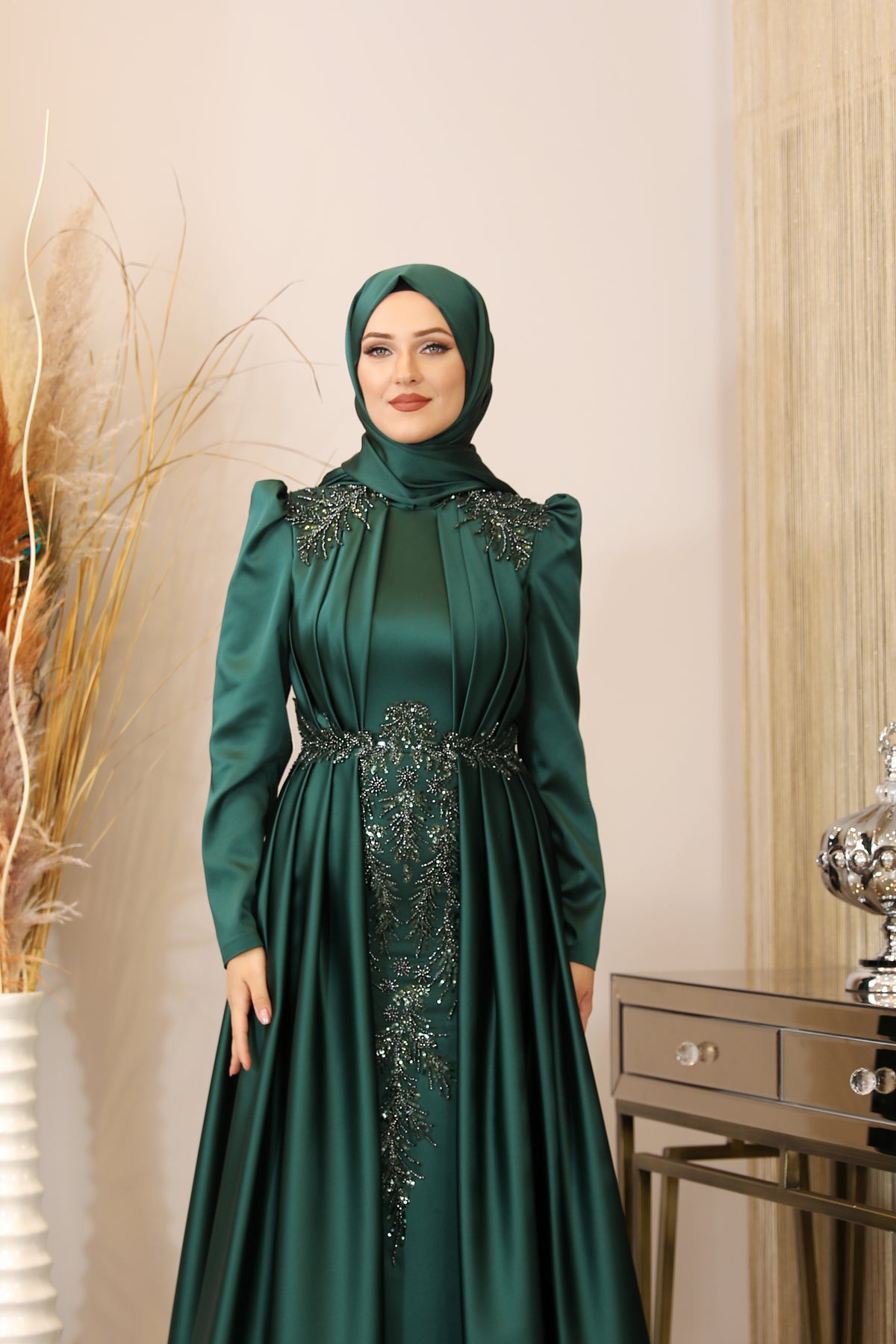 فستان سهرة PİENNAR لون أخضر