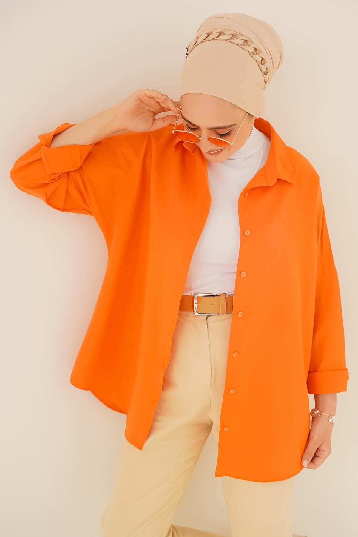 قميص asilmoda لون برتقالي