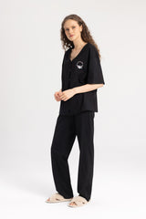 طقم بيجاما Defacto لون أسود