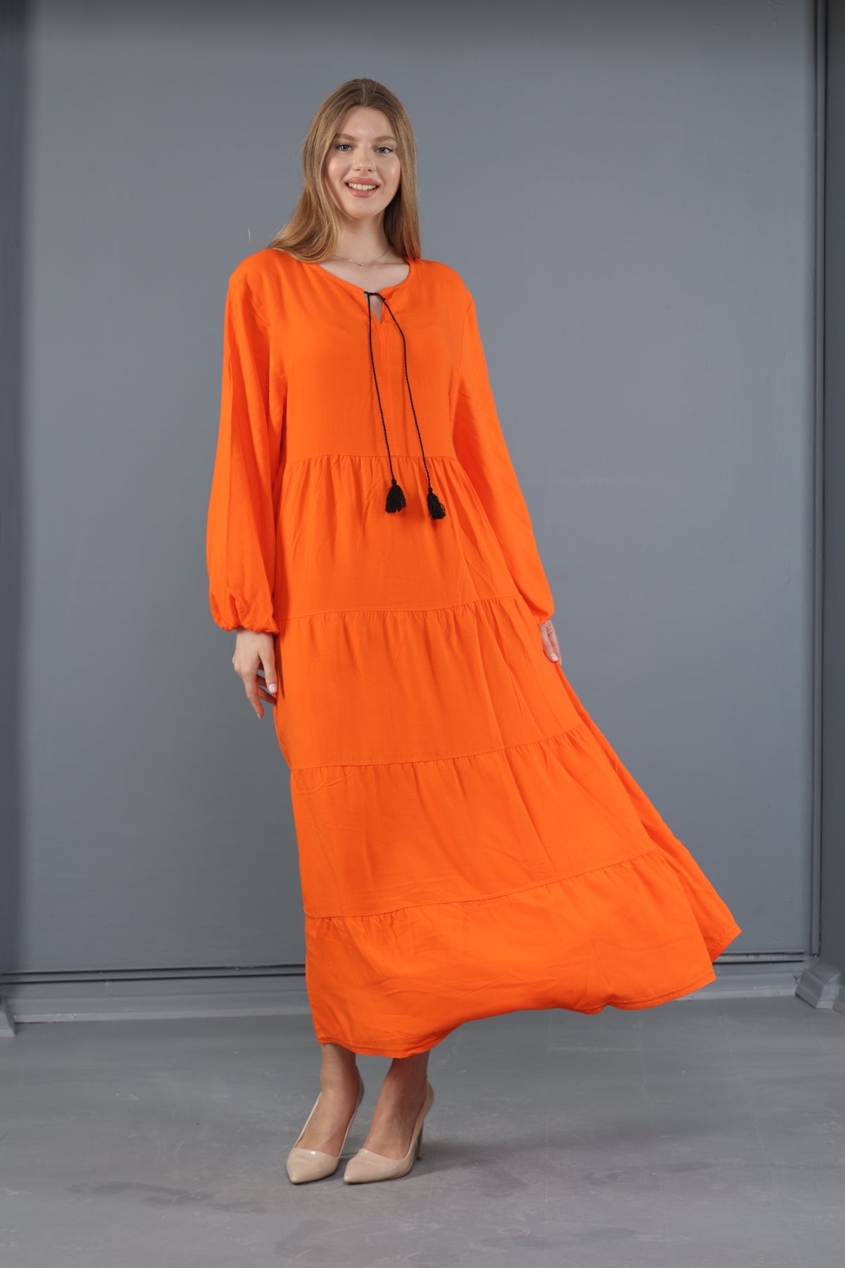 فستان mervemoda لون برتقالي