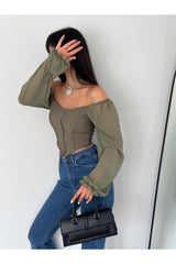 بلوزة alenmoda لون كاكي