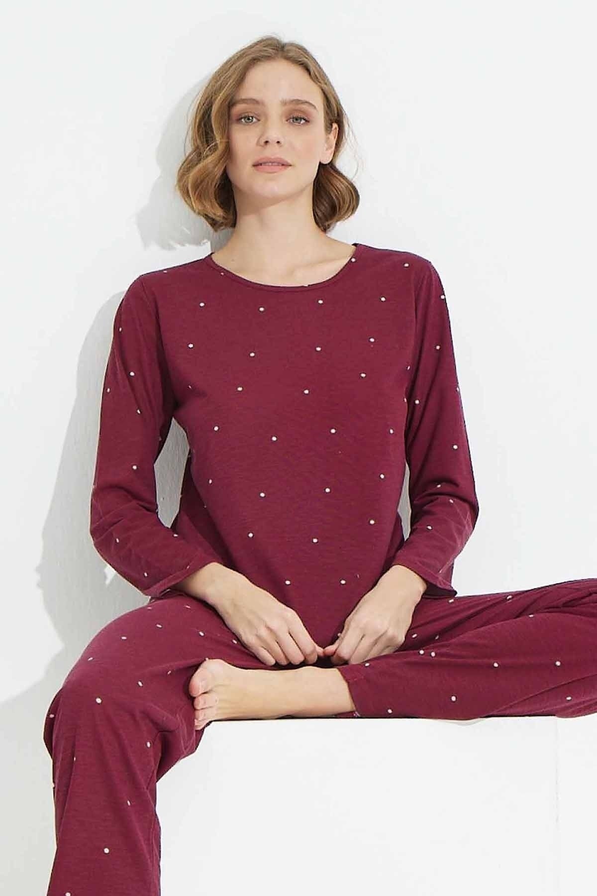 طقم بيجاما Siyah İnci لون بوردو