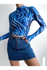 بلوزة alenmoda لون أزرق غامق