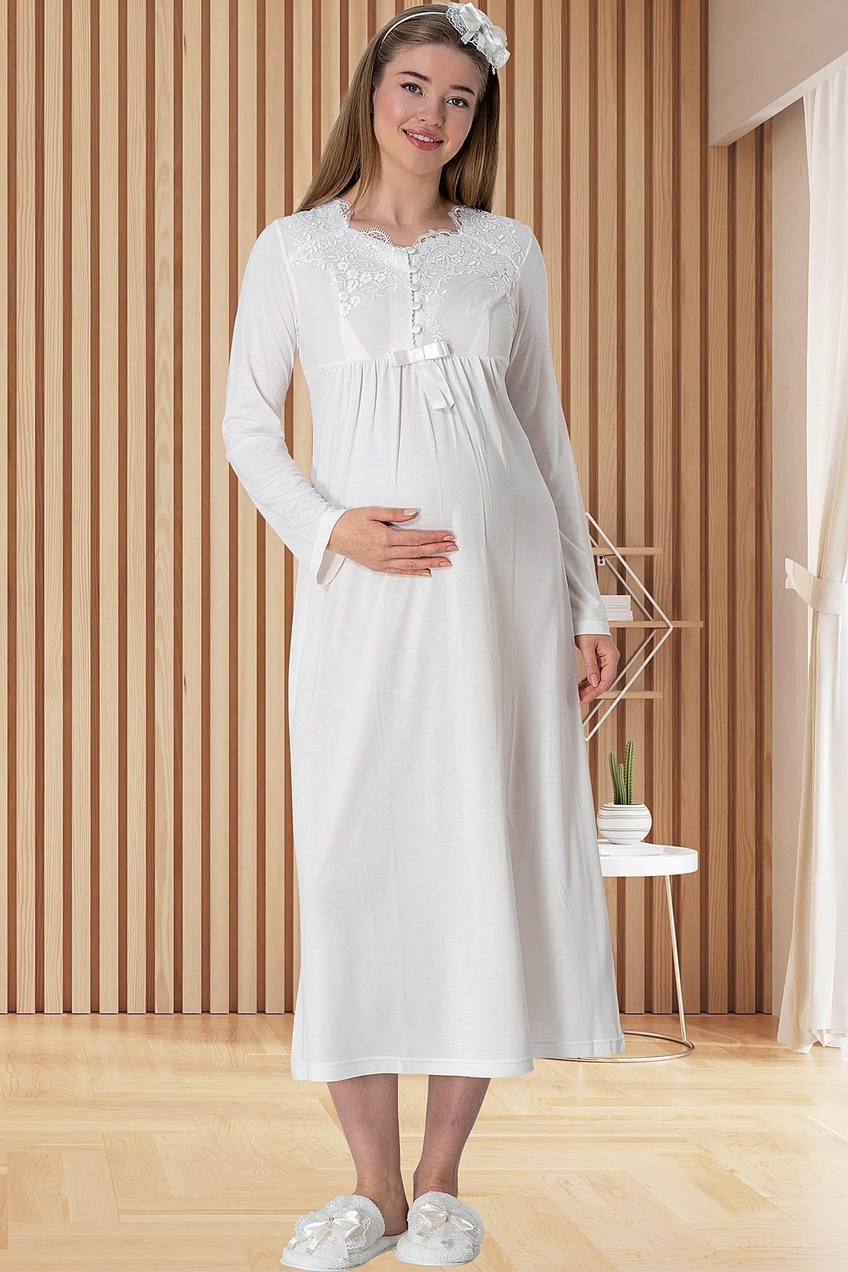 ثوب النوم الحامل secret moda لون بيج فاتح