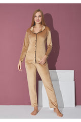 طقم بيجاما LİLA İÇ GİYİM لون بني