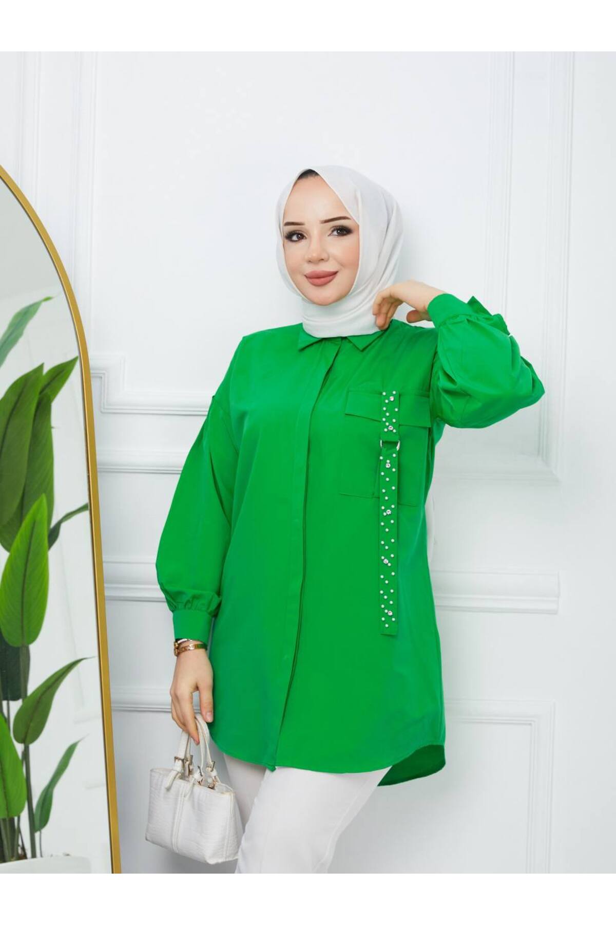 قميص ahsen fashion لون أخضر