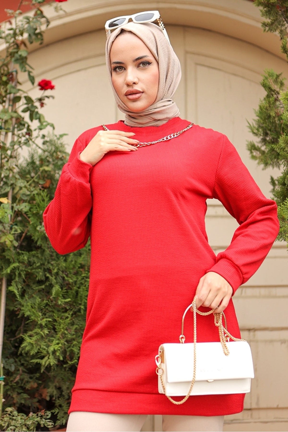 تونيك Bestenur لون أحمر