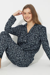 طقم بيجاما Siyah İnci لون أزرق غامق