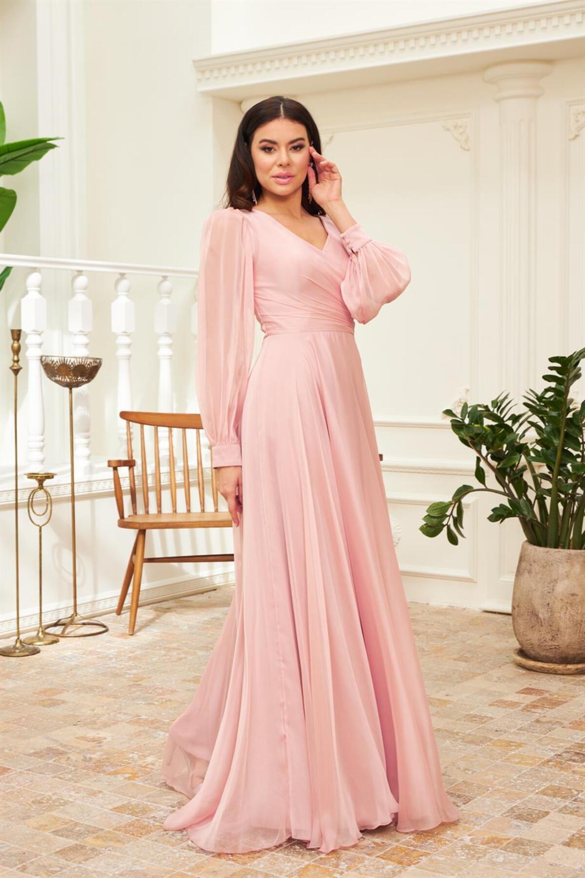فستان سهرة CARMEN لون زهري