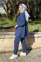 طقم رياضي Moda Rosa لون أزرق غامق