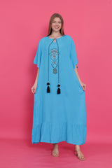 فستان سهرة مقاس كبير mervemoda لون أزرق سماوي