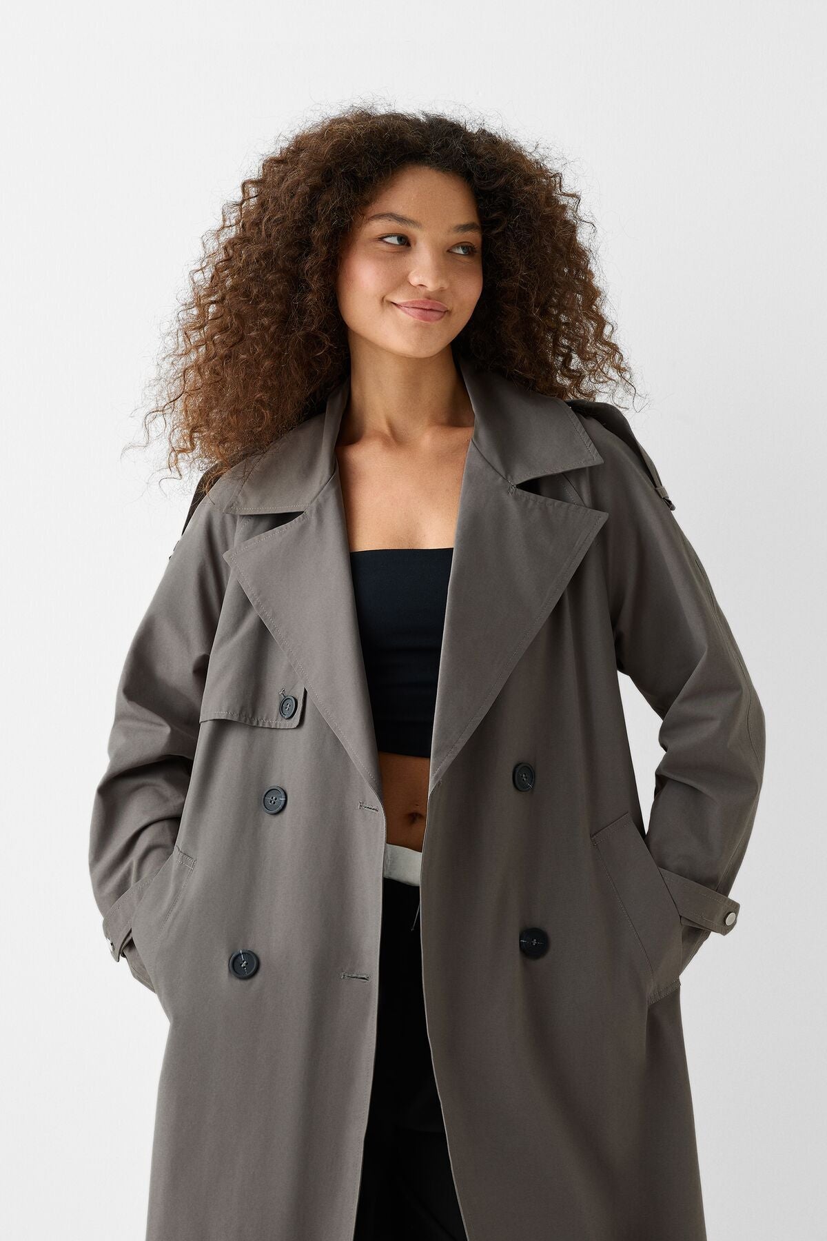معطف Bershka لون رمادي