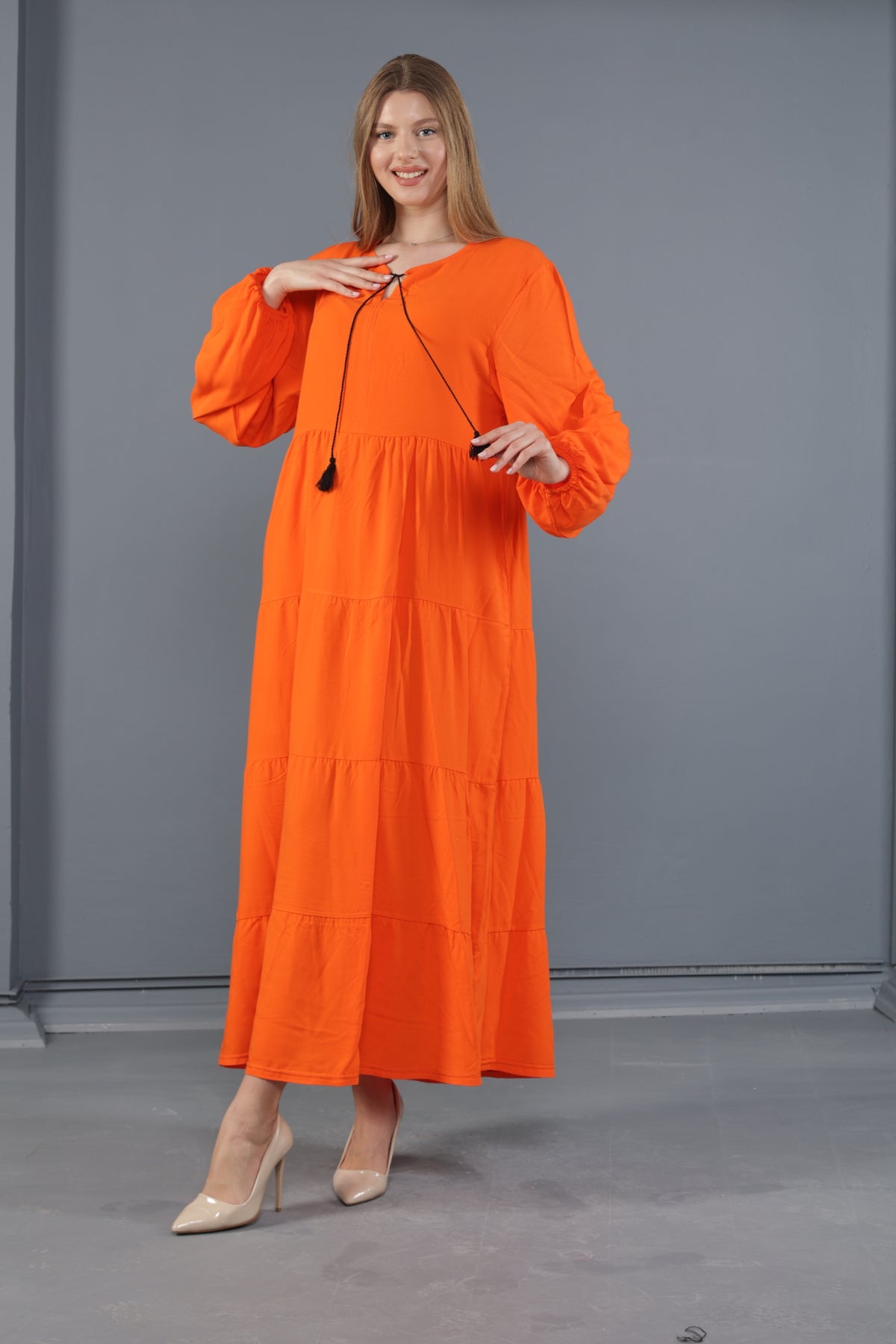 فستان mervemoda لون برتقالي